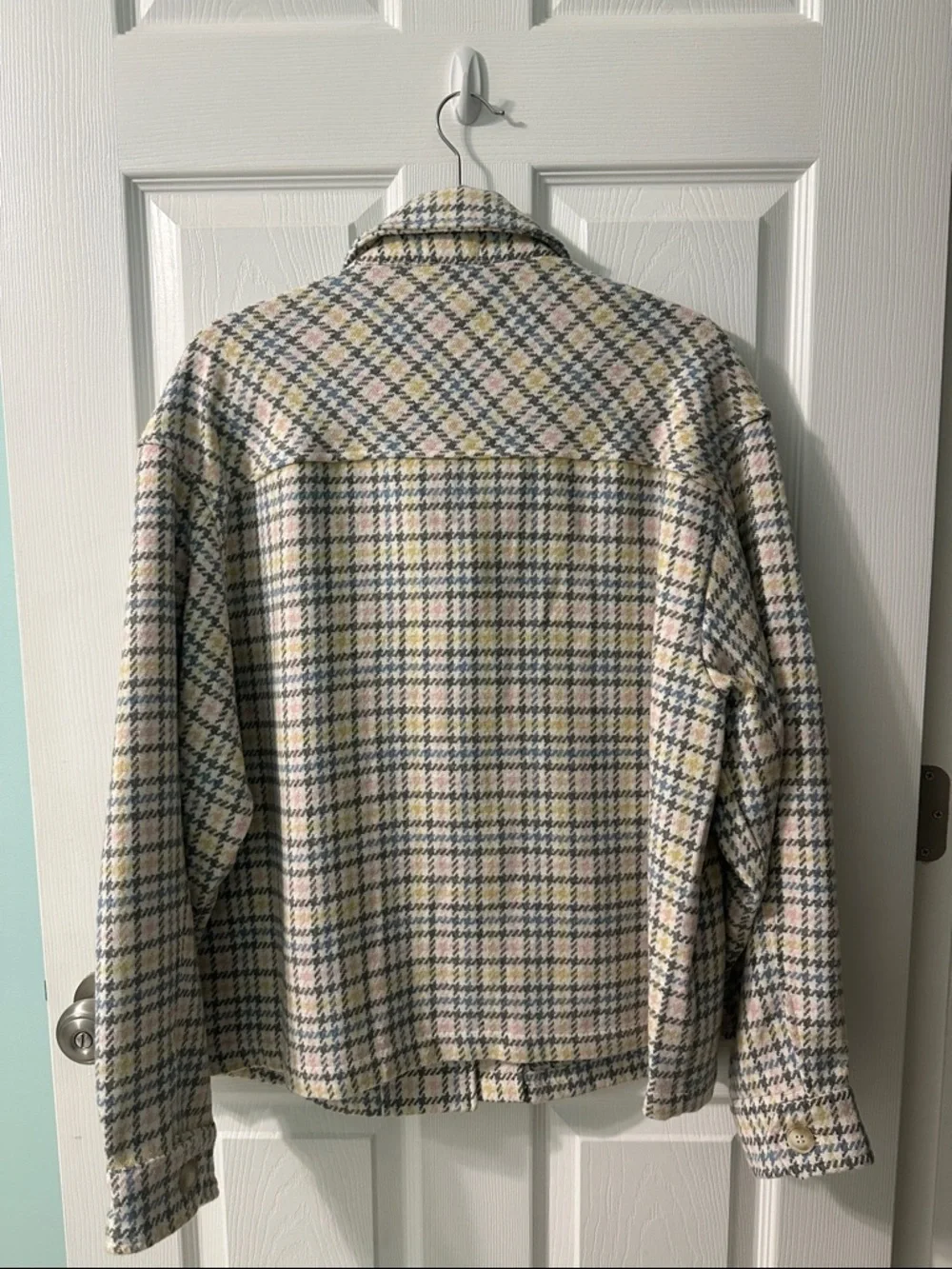 Pastel Plaid Shacket - Pink, Blue & Cream - Picture 4 of 6